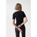 camisetas mujer Camiseta Salsa Jeans de Mujer con Escote Asimétrico