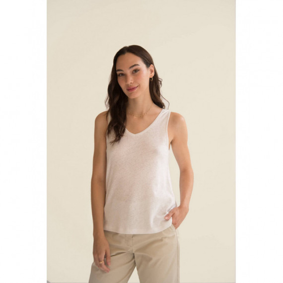 camisetas mujer Camiseta Mus&Bombon Basieco Pico Tirantes Blanca