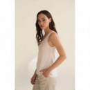 camisetas mujer Camiseta Mus&Bombon Basieco Pico Tirantes Blanca