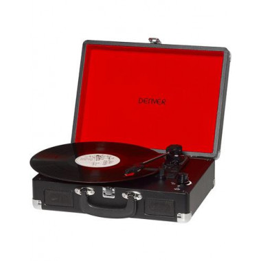 DENVER VPL-120 Tocadiscos en Maletin con Altavoces, Aux-In Negro