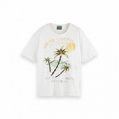 Scotch & Soda Camisetas Hombre Camiseta de corte relajado en algod&oacute;n org&aacute;nico con motivo gr&aacute;fico