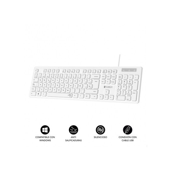 Teclado Subblim Business Slim Blanco USB