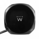 Regleta Enchufes Cargador Casa Red EWENT EW3938 Negro con 3 Schuco y 3 USB 2.4 Amp