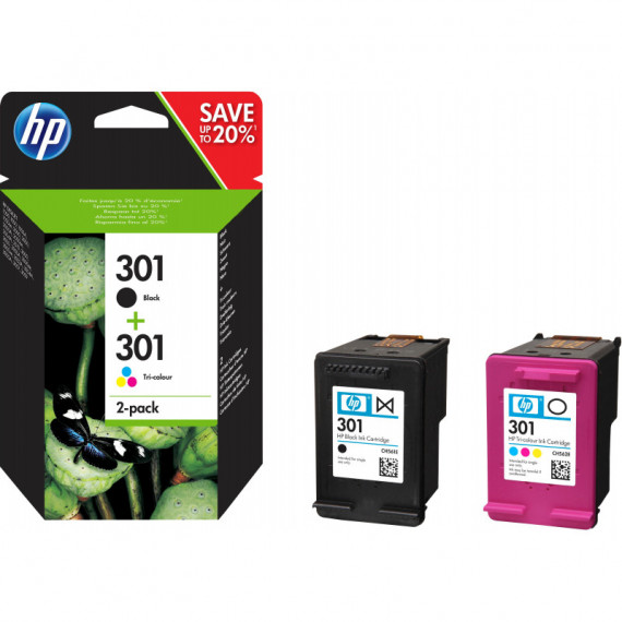 Pack Tinta Deskjet HP Nº301 Negro + Color 1000 1050 2000 2050 (N9J72AE)