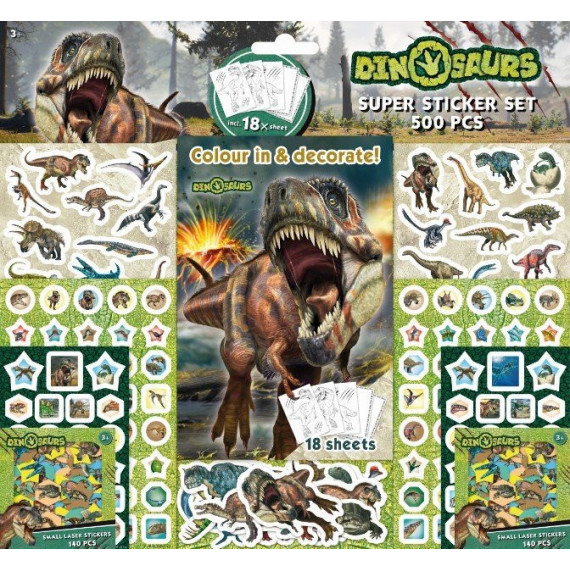 DINOSAURIOS SUPER SET DE 500 PEGATINAS
