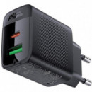Acefast A78 Cargador de Pared GaN PD20W USB-A y USB-C Negro