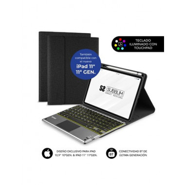 SUBBLIM Funda Teclado Bluetooth IPAD 10.9" 10&ordf; Gen  Libro Negra Magnetica Con TouchPad