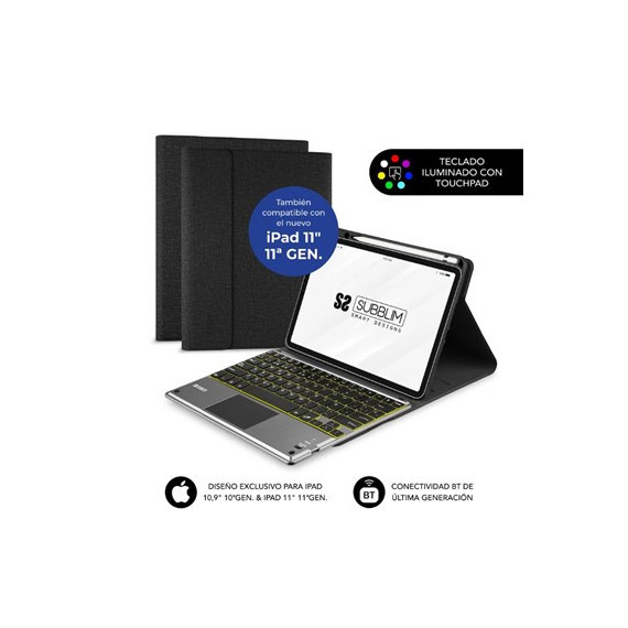 SUBBLIM Funda Teclado Bluetooth IPAD 10.9" 10ª Gen  Libro Negra Magnetica Con TouchPad