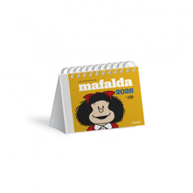 MAFALDA 2026, CALENDARIO ESCRITORIO AMARILLO