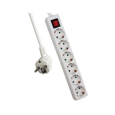 EXTRASTAR Regleta 6 Enchufes Con 3mtrs Cable SLGE-104-3M Blanco