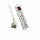 EXTRASTAR Regleta 4 Enchufes Con 5mtrs Cable SLGE-102-5M Blanco