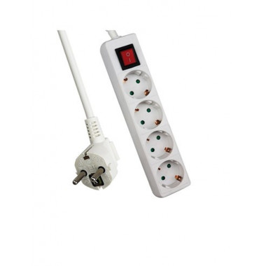 EXTRASTAR Regleta 4 Enchufes Con 5mtrs Cable SLGE-102-5M Blanco