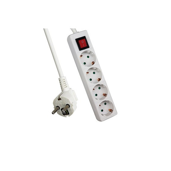 EXTRASTAR Regleta 4 Enchufes Con 5mtrs Cable SLGE-102-5M Blanco