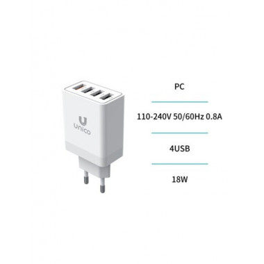 UNICO Cargador Red 4xUsb 3A HC1755 Blanco