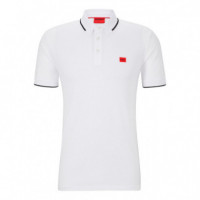 Polo slim fit con etiqueta con logo roja