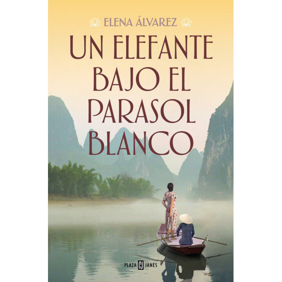 UN ELEFANTE BAJO EL PARASOL BLANCO