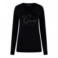 Jersey con Pedrería en Forma de Logo  GUESS