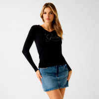 Jersey con Pedrería en Forma de Logo  GUESS