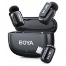 BOYA Pack 2 Microfonos Inalambricos MINI 2 Con Receptor Tipo C y Cancelacion de Ruido IA Negro