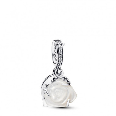 PANDORA Charm Colgante Doble en Plata de Ley Rosa Blanca Floreciendo​ 793200C01