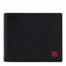 Cartera de Piel con Logo Apilado Rojo  HUGO BOSS