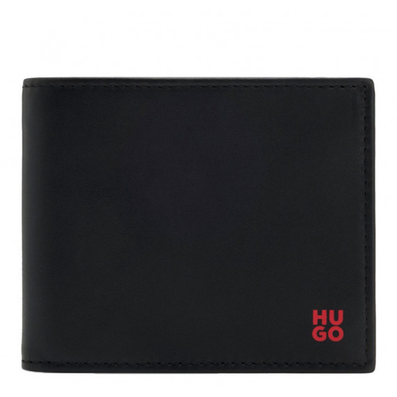 Cartera de Piel con Logo Apilado Rojo  HUGO BOSS