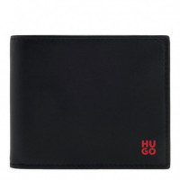 Cartera de Piel con Logo Apilado Rojo  HUGO BOSS