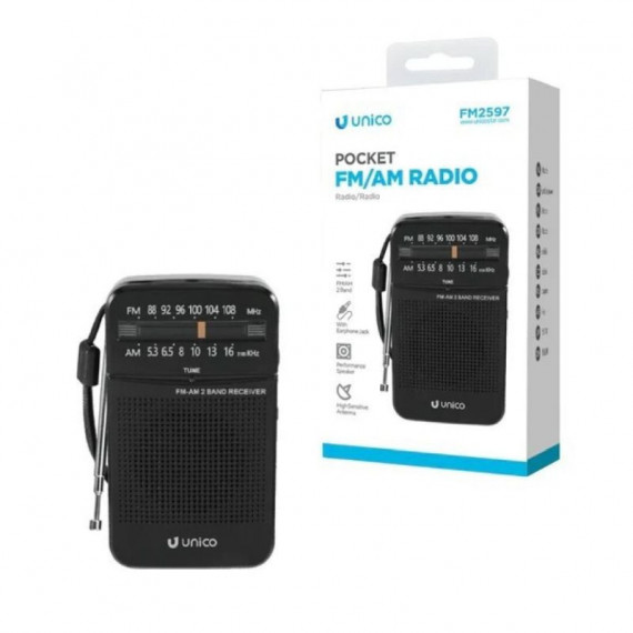 UNICO RADIO PORTATIL FM2597 FM/AM JACK NEGRO