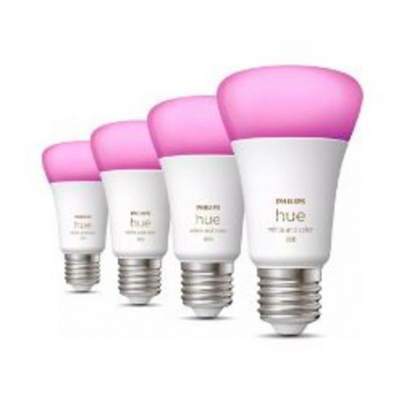 Bombilla PHILIPS Hue Led Inteligente E27 806L, 4 Unidades (929002489604)