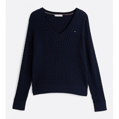 TOMMY HILFIGER - CO CABLE FINE GG V-NK LS SWT - C1G - F|WW0WW44987/C1G