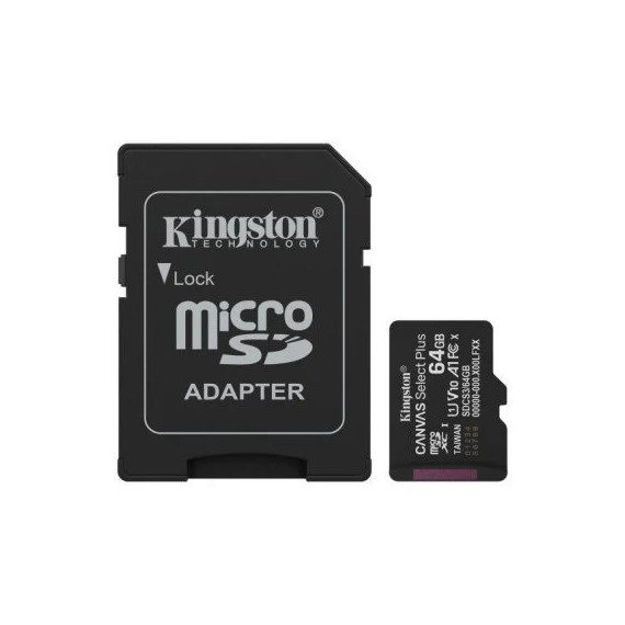 Memoria Micro Sd 64GB KINGSTON Xc C10 100MB/S + Adaptador Sd