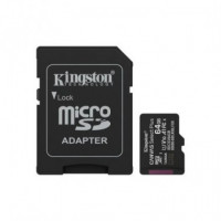 Memoria Micro Sd 64GB KINGSTON Xc C10 100MB/S + Adaptador Sd