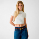 Camiseta con Logo Bordado  GUESS