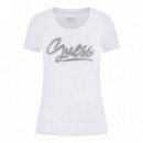 Camiseta con Apliques de Cristal en el Logo  GUESS