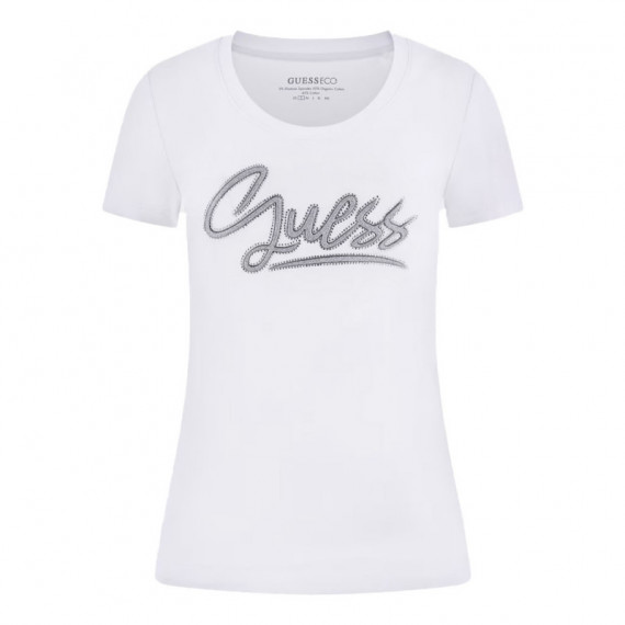 Camiseta con Apliques de Cristal en el Logo  GUESS