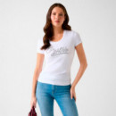 Camiseta con Apliques de Cristal en el Logo  GUESS