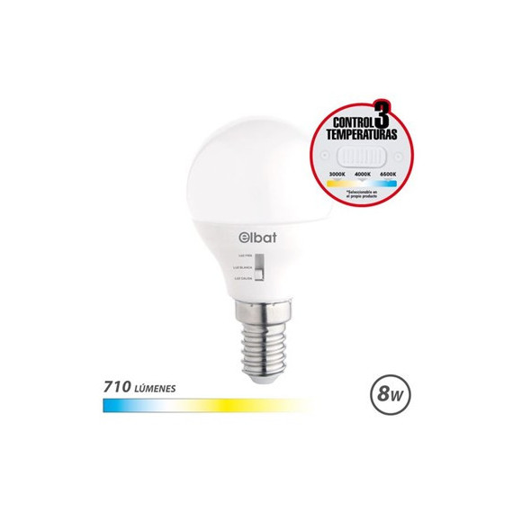 ELBAT Bombilla Led E14 EB0581 710LM 3 Modos Luz Calida/luz Fria/ Luz Blanca