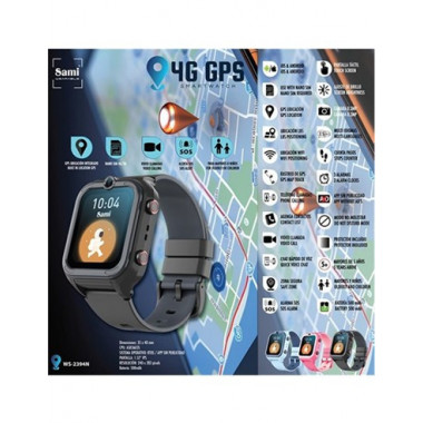 SAMI Reloj Smartwatch 4G GPS Junior para Ni&ntilde;os Negro WS-2394