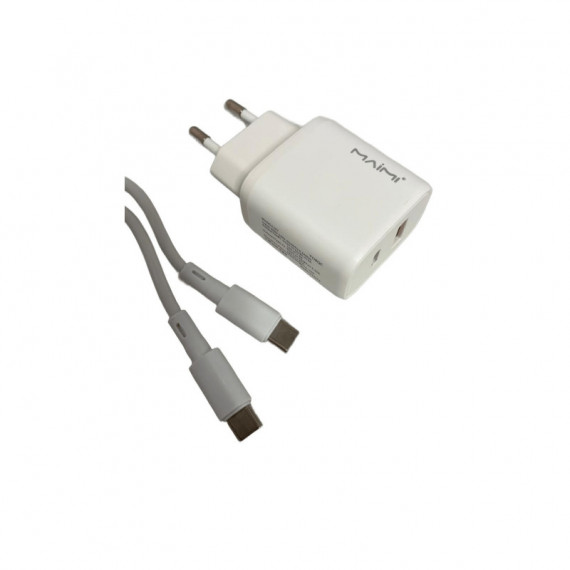 Cargador de 20W con entrada USB-C y USB-A con cable USB-C a USB-C
