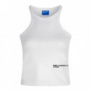 Camiseta de Canalé con Acabado Encerado  KARL LAGERFELD JEANS