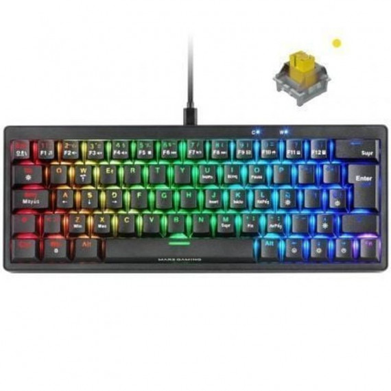 MARS GAMING TECLADO ALAMBRICO MKMINIPRO SWITCH AMARILLO USB