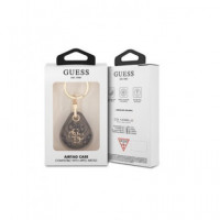 GUESS Funda Llavero para Airtag Marron Logo 4G Dorado