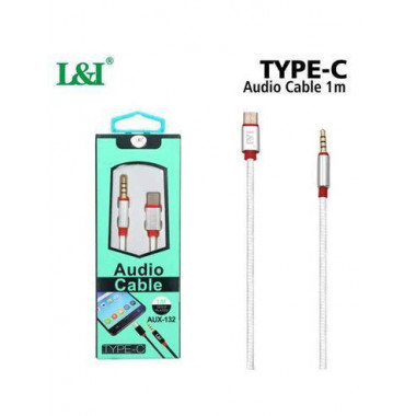 L&i Cable Audio Tipo-c a Jack 3.5MM AUX-132 1MTR Negro Rojo Reforzado  LALO