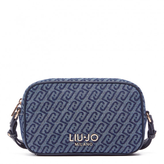 Bandolera pequeña de denim con jacquard