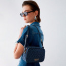 Bandolera pequeña de denim con jacquard