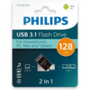 PHILIPS Pendrive 2 en 1 Tipo A/ Tipo C 128GB para Android/pc/y Mac Ordenadores