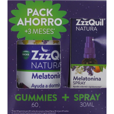 ZZZQUIL Natura 60 Gummies + 1 Spray 30 Ml Sabor