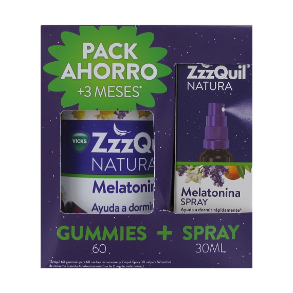 ZZZQUIL Natura 60 Gummies + 1 Spray 30 Ml Sabor