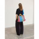 OLEND Bolsos Bolso Mochila ölend Ona Soft Cotton Colorful Stripes