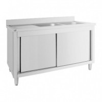 Mueble Fregadero Industrial 2 Senos a la Derecha LARRYHOUSE 140X60X85 Cm